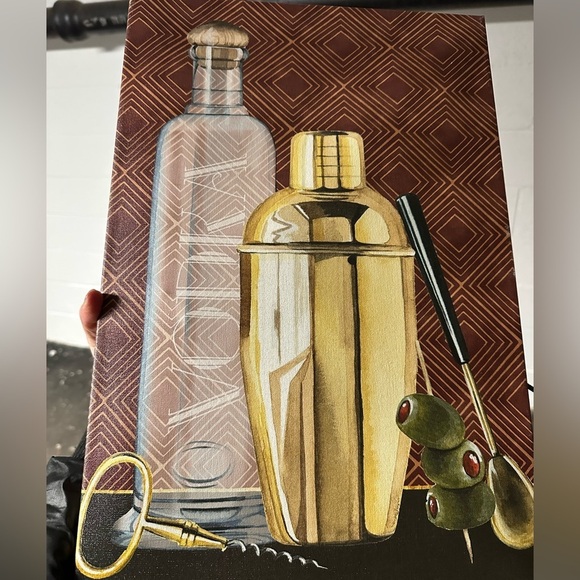 Bar wrapped canvas art martini vodka olives and shaker - Picture 4 of 4